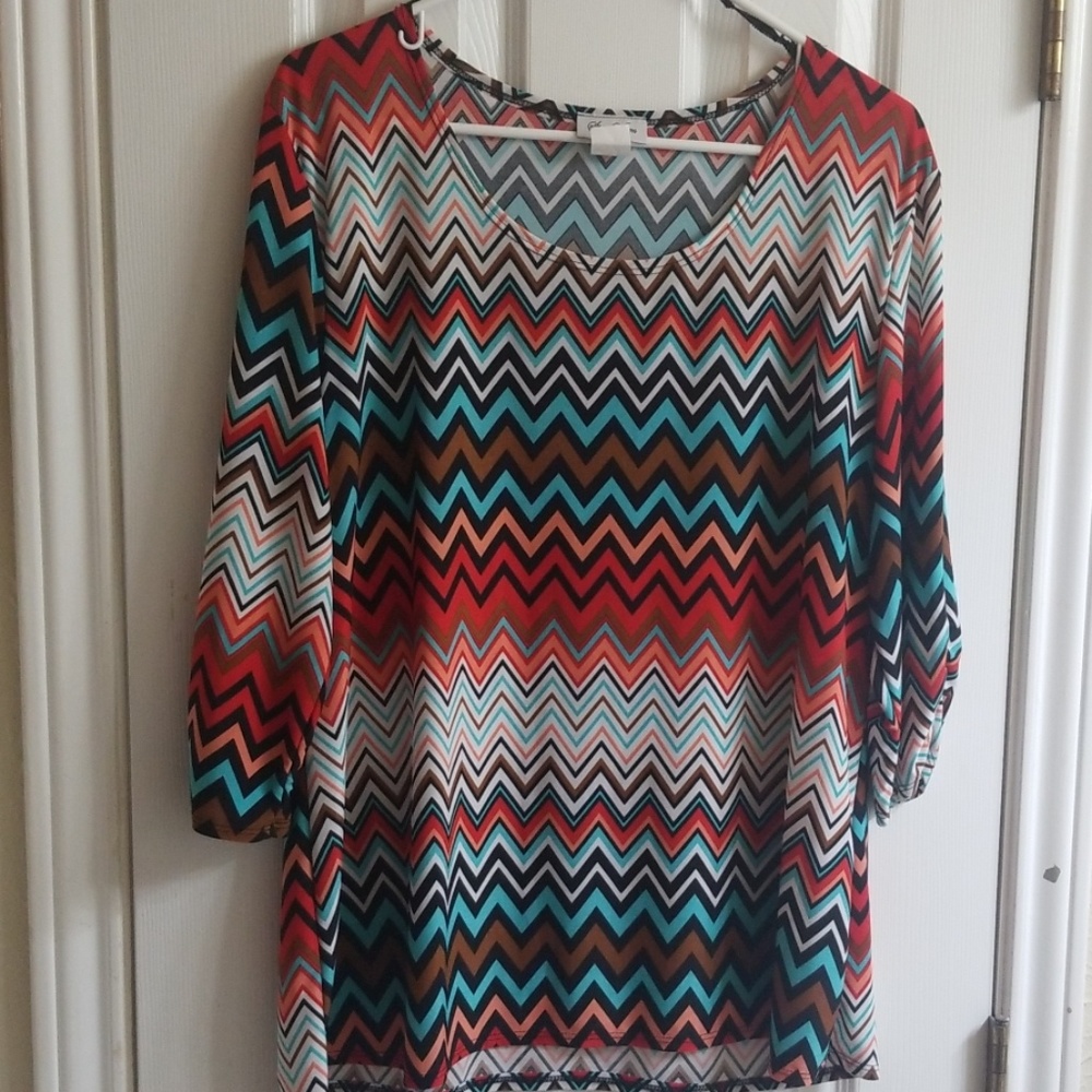 Ladies multi colored double knit blouse